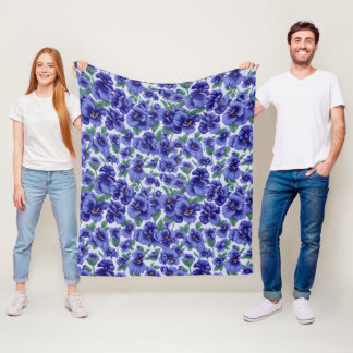 Couverture Polaire Blue Pansy Flowers