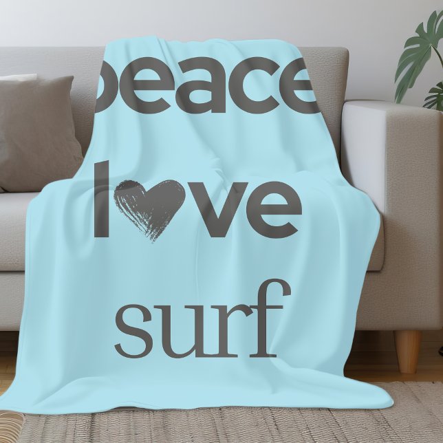 Couverture Polaire Blue Peace Love Surf Life | Coastal Surfer Graphic (Créateur téléchargé)