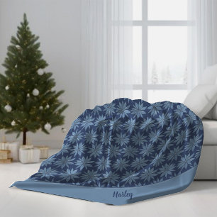 Couverture Polaire Blue Poinsettia Ajouter un nom Classic Whimsy Noël