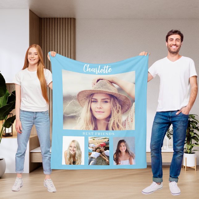 Couverture Polaire Blue sky photo collage fille amis (Créateur téléchargé)