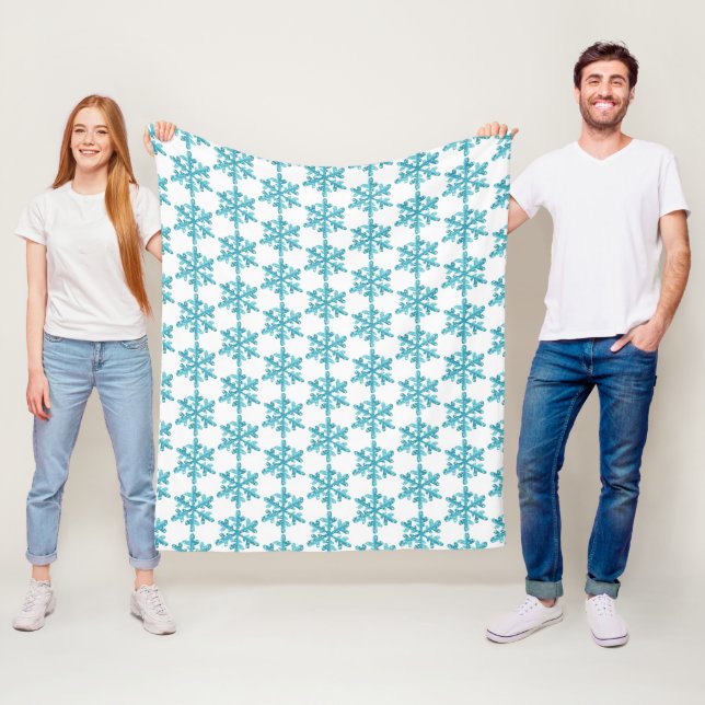 Couverture Polaire Blue Snowflake Motif moderne hiver (En situation)