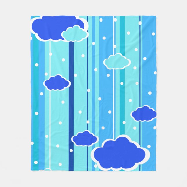 Couverture Polaire blue strips clouds dots (Devant)