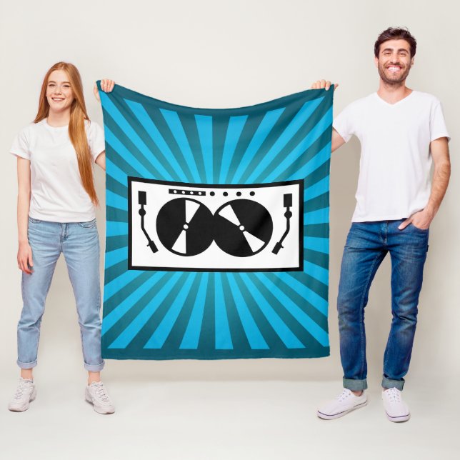 Couverture Polaire Blue Sunburst DJ Tourne-disque Musique (En situation)