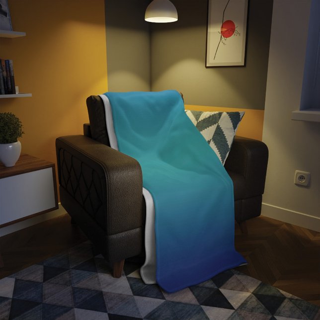 Couverture Polaire Blue Turquoise Ombre Moderne (Créateur téléchargé)