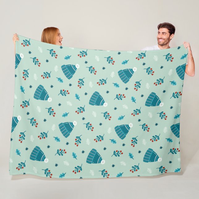 Couverture Polaire Blue Winter Wonderland Blanche (En situation)