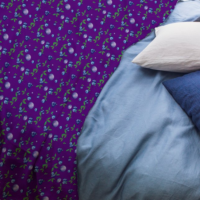 Couverture Polaire Blueberry aquarelle motif mignon fille violet (Créateur téléchargé)