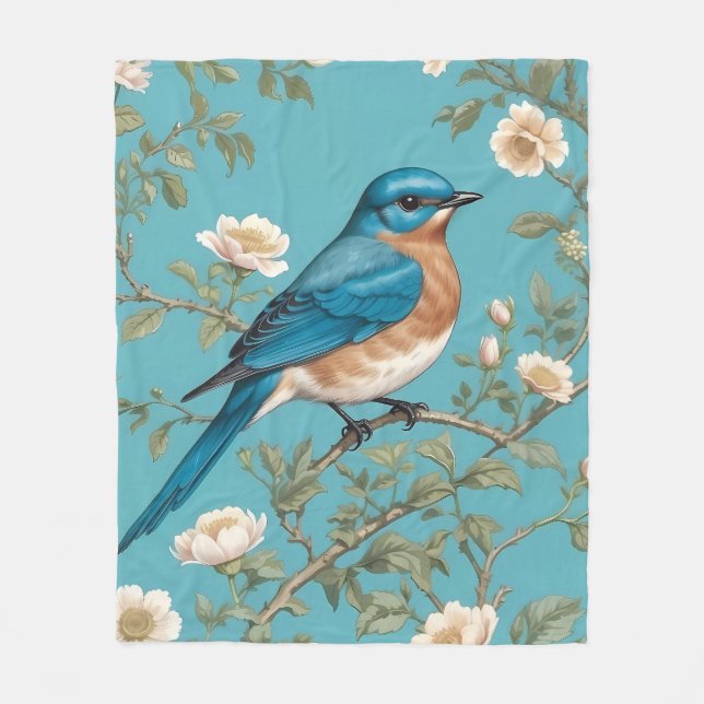 Couverture Polaire Bluebird William Morris Inspiré Turquois (Devant)