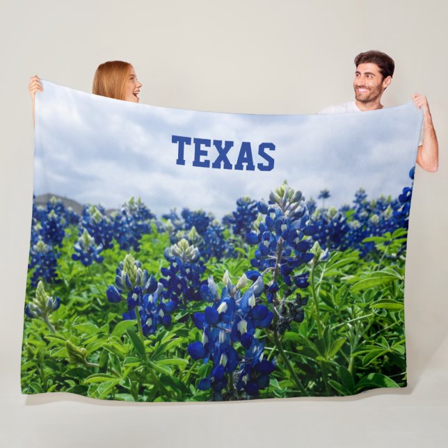 Couverture Polaire Bluebonnets Fleurs Bleues Texas texan Fleece Flora (En situation)