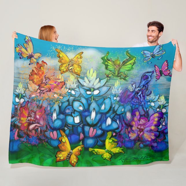 Couverture Polaire Bluebonnets Pixies Célébration Fleece Blanket (En situation)
