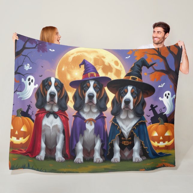 Couverture Polaire Bluetick Coonhound Chiens Citrouille Halloween Fun (En situation)