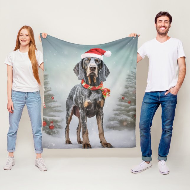 Couverture Polaire Bluetick Coonhound Dog en Noël de neige (En situation)
