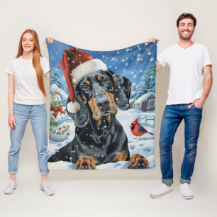 Couverture Polaire Bluetick Coonhound Dog Winter Wonderland Noël