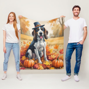 Couverture Polaire Bluetick Coonhound L'automne quitte Thanksgiving A