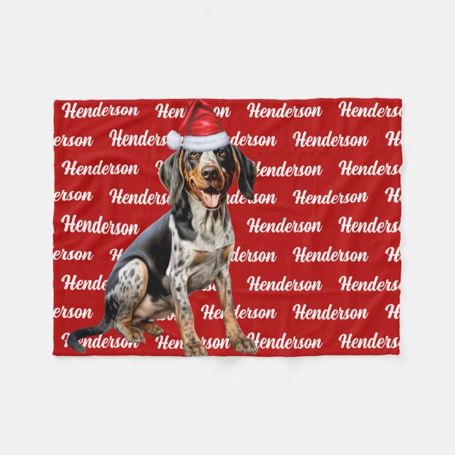 Couverture Polaire Bluetick Coonhound Nom du chien Noël (Devant (Horizontal))