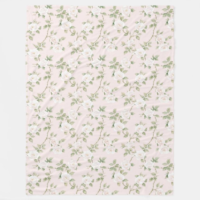 Couverture Polaire Blush Blanc Floral   (Devant)
