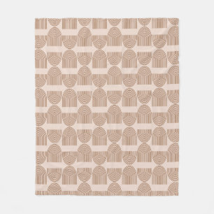 Couverture Polaire Blush Brun Ligne Art Moderne Géométrique