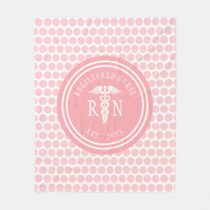 Couverture Polaire Blush Pink Infirmière inscrite Caduceus Graduation