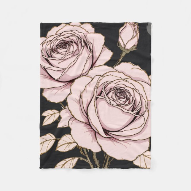 Couverture Polaire Blush Pink Rose Floral Fleece Blanket (Devant)
