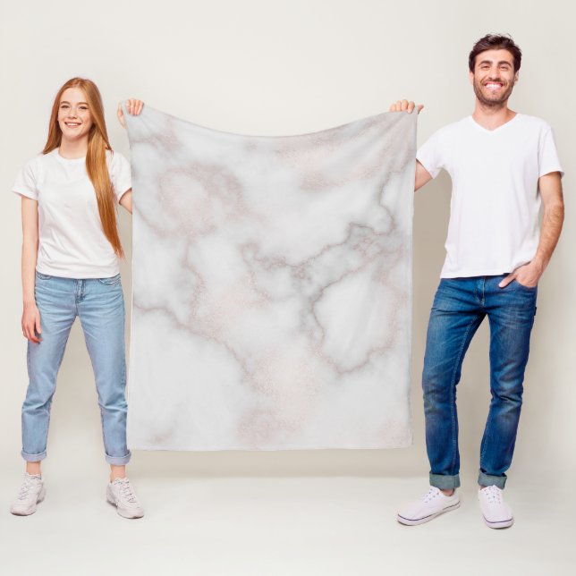 Couverture Polaire Blush tones pink rose gold white marble pattern (En situation)