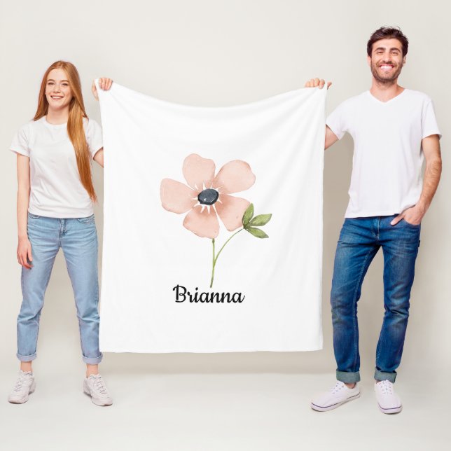 Couverture Polaire Blush Watercolor Flower Name (En situation)