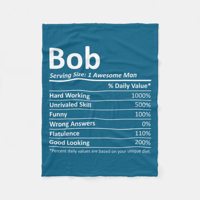 Couverture Polaire Bob Nutrition Funny Birthday D Name Gif  (Devant)