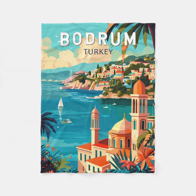 Couverture Polaire Bodrum Turquie Travel Art Vintage (Devant)