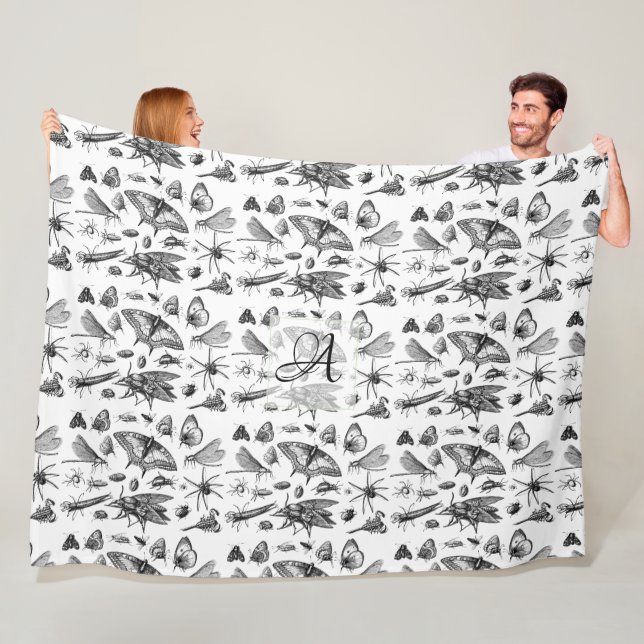 Couverture Polaire BOGUES GOTHIQUES monogrammes Insectes d'encre Vint (En situation)