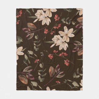 Couverture Polaire Bohème Floral Dark : Aquarelle Motif