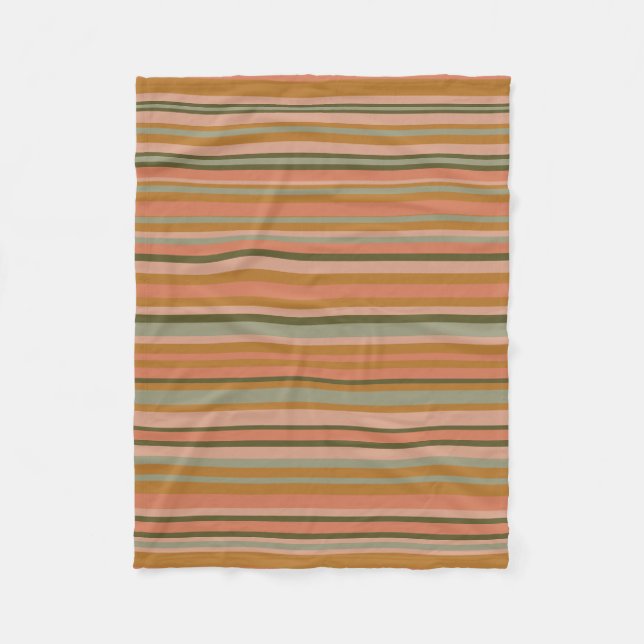 Couverture Polaire Bohème Stripes Chaud Terracotta Ochre Motif (Devant)
