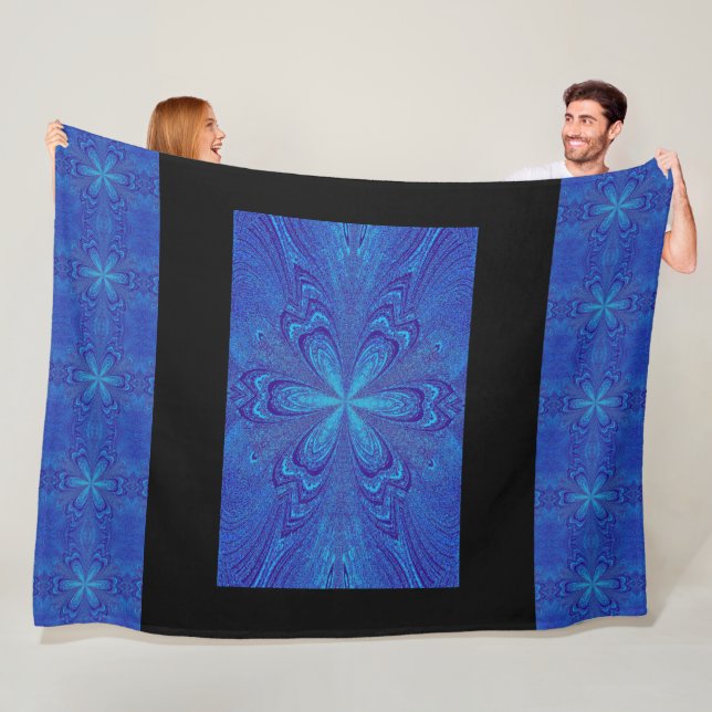 Couverture Polaire Bohême Tranquille Blue Star Flower Cosy (En situation)
