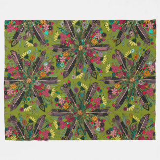 Couverture Polaire bohème vert posy