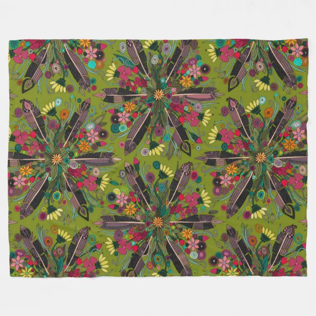 Couverture Polaire bohème vert posy (Devant (Horizontal))
