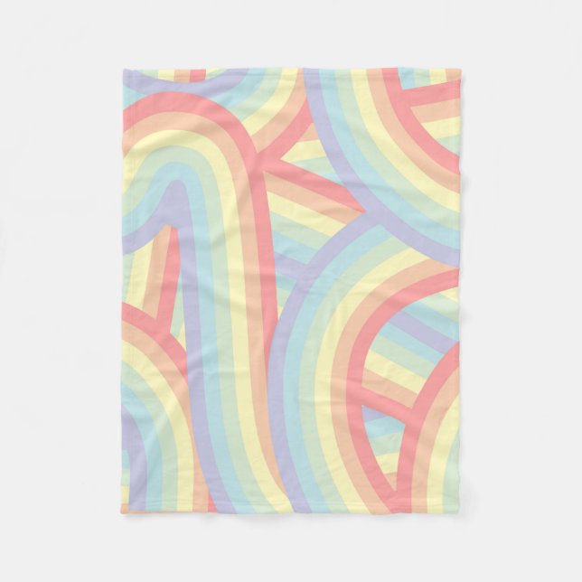 Couverture Polaire Bohemian Pastel Rainbow Stripes Motif (Devant)
