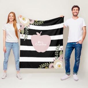 Couverture Polaire Boho barre le professeur rose floral poussiéreux