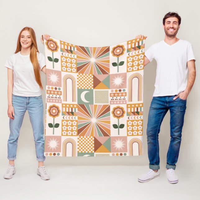 Couverture Polaire Boho Bloque Floral (En situation)