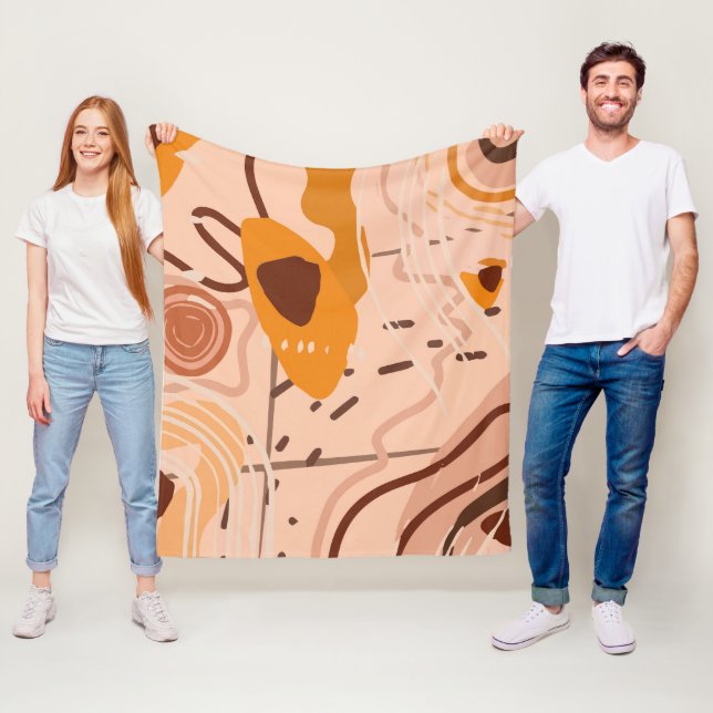 Couverture Polaire Boho Brown Tan Beige Orange Abstrait Motif d'art (En situation)