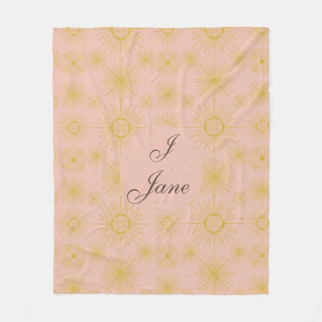 Couverture Polaire Boho Celestial Sun Stars Personnalisé rose (Devant)