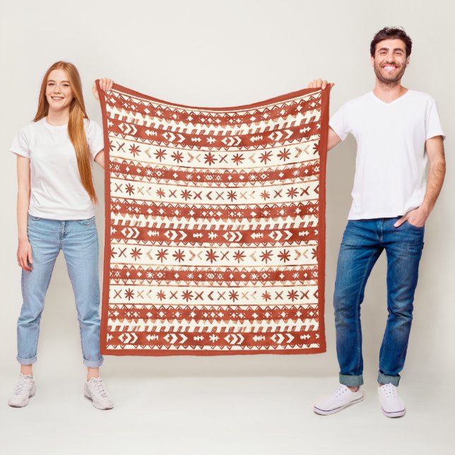 Couverture Polaire Boho Chestnut Red Doodles Abstraits (En situation)
