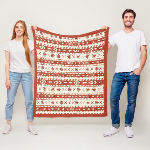 Couverture Polaire Boho Chestnut Red Doodles Abstraits