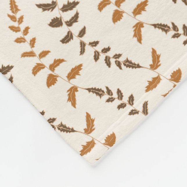 Couverture Polaire Boho Cream Fern Strings - motif sans soudure. (Coin)