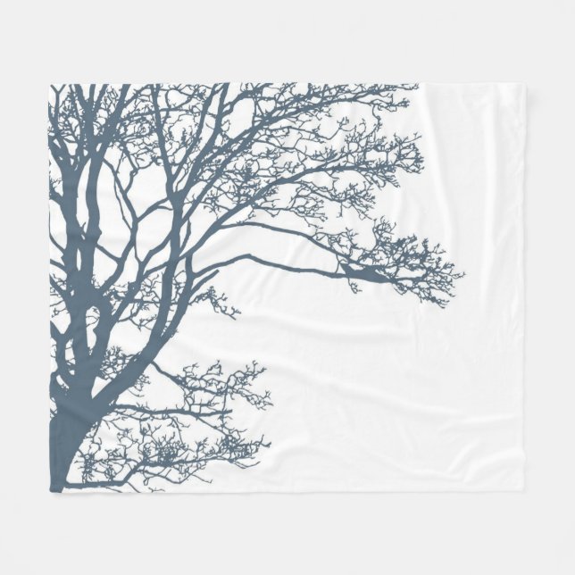 Couverture Polaire Boho d'arbre simple bleu (Devant (Horizontal))