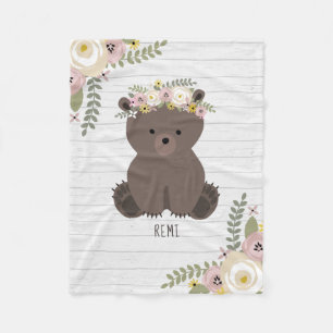 Couverture Polaire Boho Dusty Bear Grey Wood Personnalisé