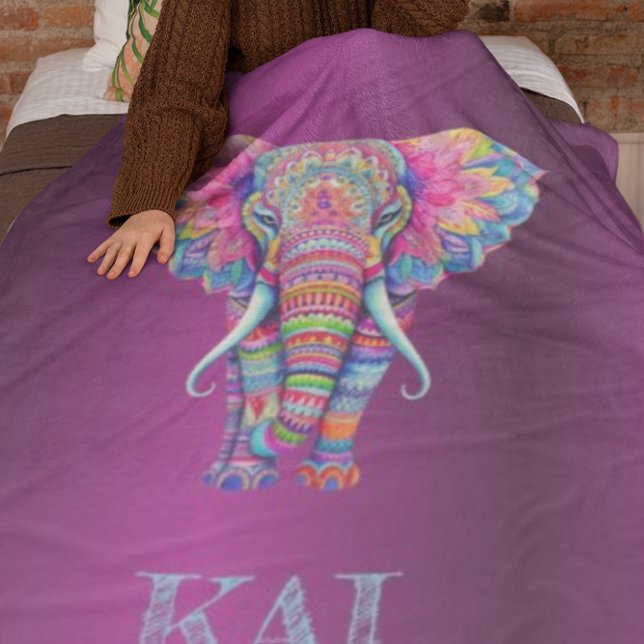 Couverture Polaire Boho Elephant - Conception personnalisée de Mandal (Créateur téléchargé)