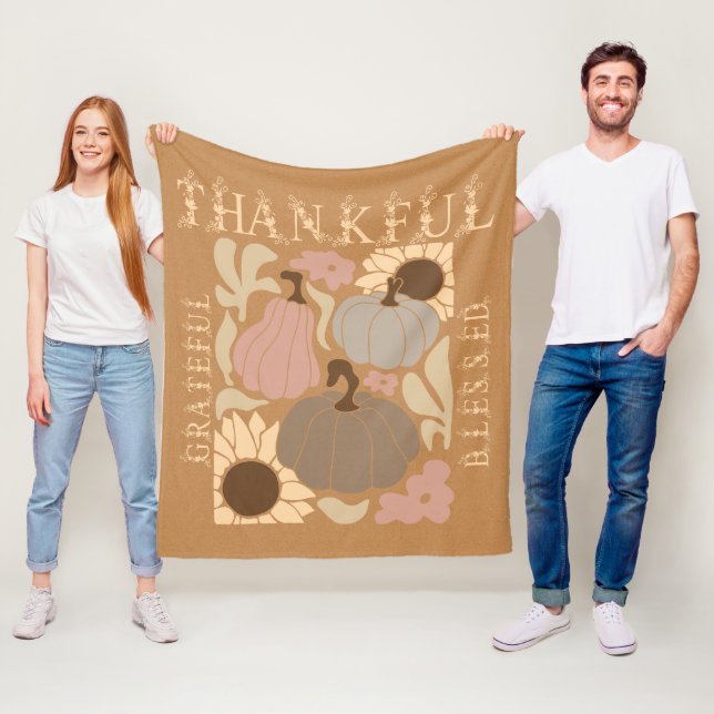 Couverture Polaire Boho Fall Grateful Thanksgiving (En situation)