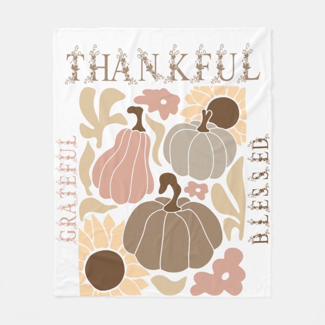 Couverture Polaire Boho Fall Grateful Thanksgiving (Devant)