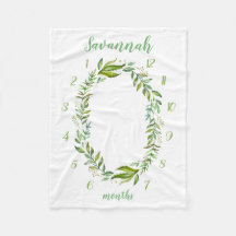 Boho Feuilles Baby Name Monthly Milestone Photo