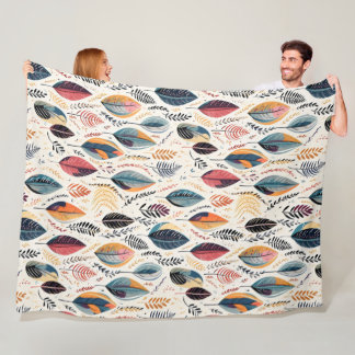 Couverture Polaire Boho Feuilles Sienna