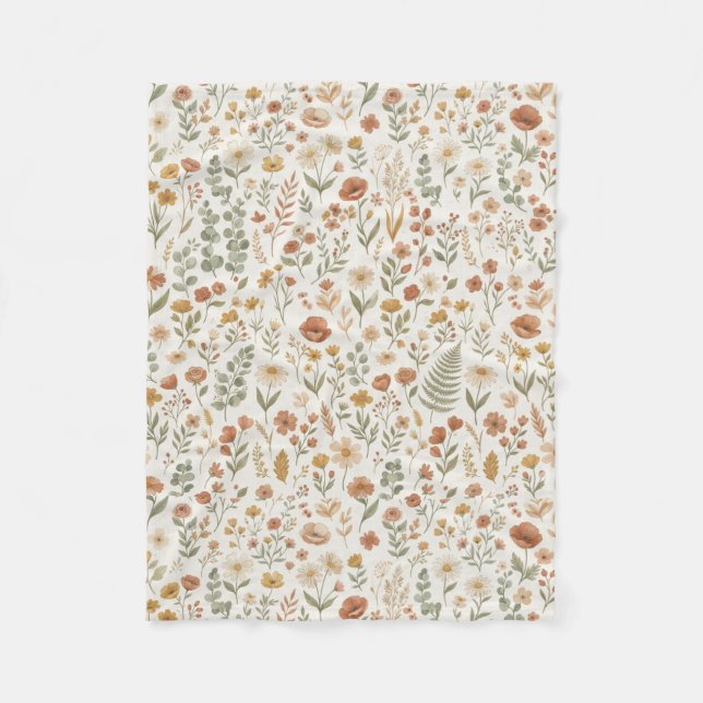 Couverture Polaire Boho Fleur de Botanique Floral Tons Terreux  (Devant)