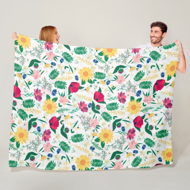 Couverture Polaire Boho Fleur sauvage Meadow Floral Design (En situation)