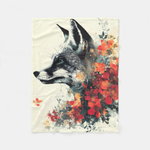 Couverture Polaire Boho Floral Fox Faune Nature